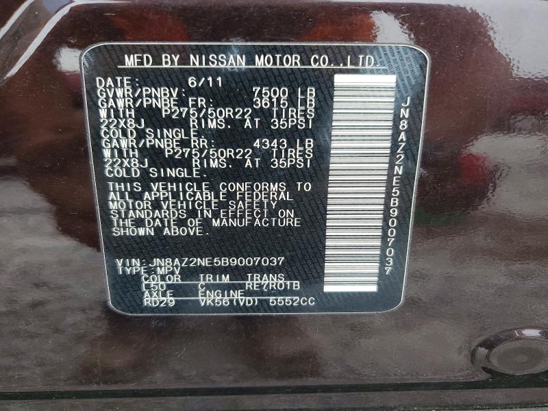 Продажа на аукционе авто 2011 Infiniti Qx56, vin: JN8AZ2NE5B9007037, номер лота: 58063076