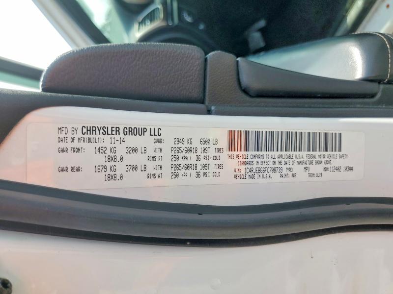 Продаж на аукціоні авто 2015 Jeep Grand Cherokee, vin: 1C4RJEBG6FC708739, номер лоту: 58574316