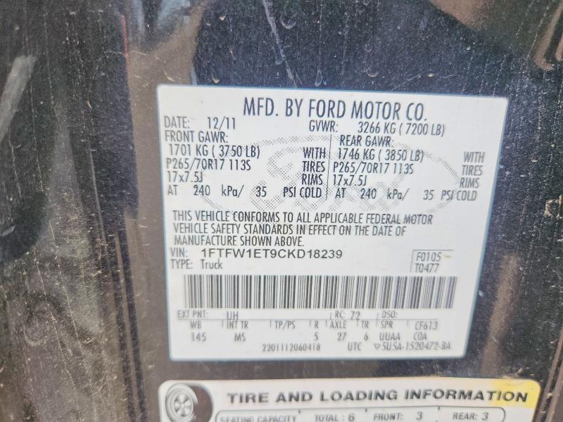 Aukcja sprzedaży 2012 Ford F150, vin: 1FTFW1ET9CKD18239, numer aukcji: 56275346