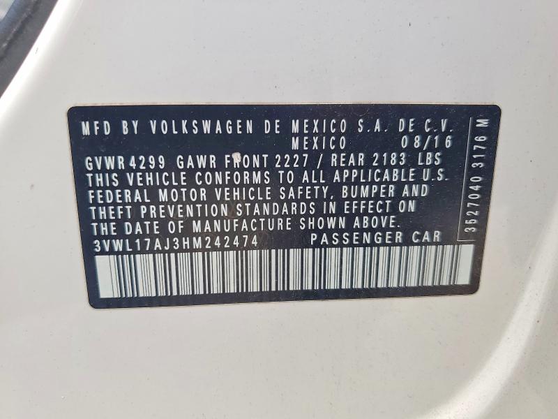 Aukcja sprzedaży 2017 Volkswagen Jetta, vin: 3VWL17AJ3HM242474, numer aukcji: 58623786