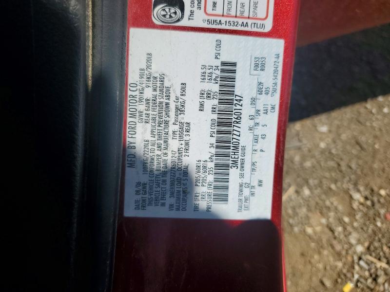 Продажа на аукционе авто 2007 Mercury Milan, vin: 3MEHM07Z77R601247, номер лота: 54495736