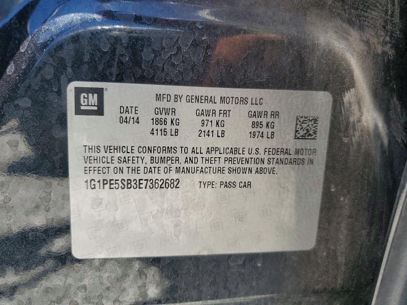 56700726 :رقم المزاد ، 1G1PE5SB3E7362682 vin ، 2014 Chevrolet Cruze مزاد بيع