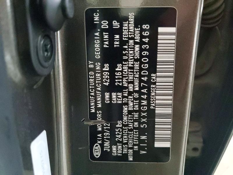 Aukcja sprzedaży 2013 Kia Optima, vin: 5XXGM4A74DG093468, numer aukcji: 56866346