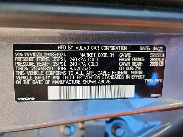 Aukcja sprzedaży 2021 Volvo Xc60, vin: YV4102DL2M1854974, numer aukcji: 56118476