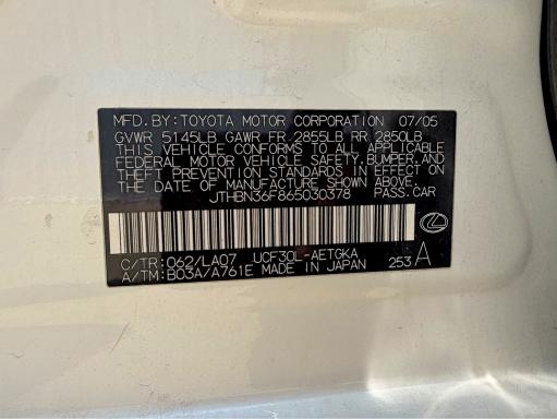 Продаж на аукціоні авто 2006 Lexus Ls, vin: JTHBN36F865030378, номер лоту: 56183086