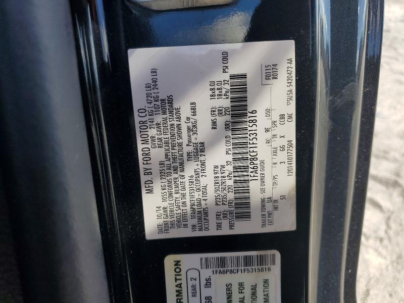 Продаж на аукціоні авто 2015 Ford Mustang, vin: 1FA6P8CF1F5315816, номер лоту: 56257906