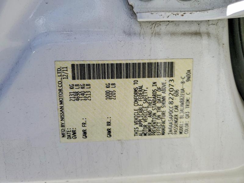 57351176 :رقم المزاد ، 1N4AA5AP0CC822073 vin ، 2012 Nissan Maxima مزاد بيع