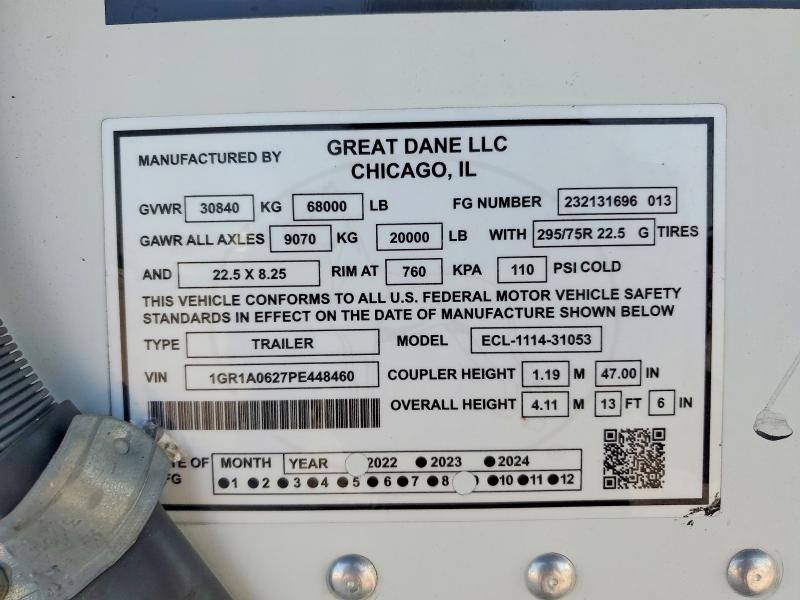 Auction sale of the 2023 Great Dane Trailers Great Dane Trailers, vin: 1GR1A0627PE448460, lot number: 59372966