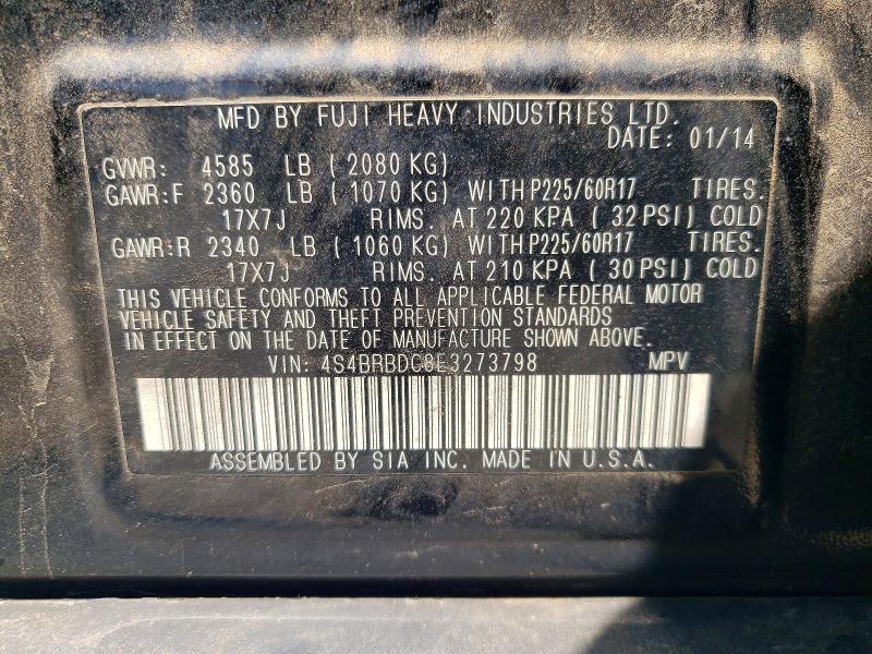 56040426 :رقم المزاد ، 4S4BRBDC8E3273798 vin ، 2014 Subaru Outback مزاد بيع