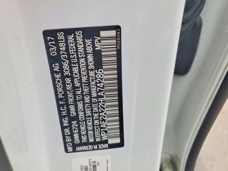 57470156 :رقم المزاد ، WP1AE2A22HLA74286 vin ، 2017 Porsche Cayenne مزاد بيع