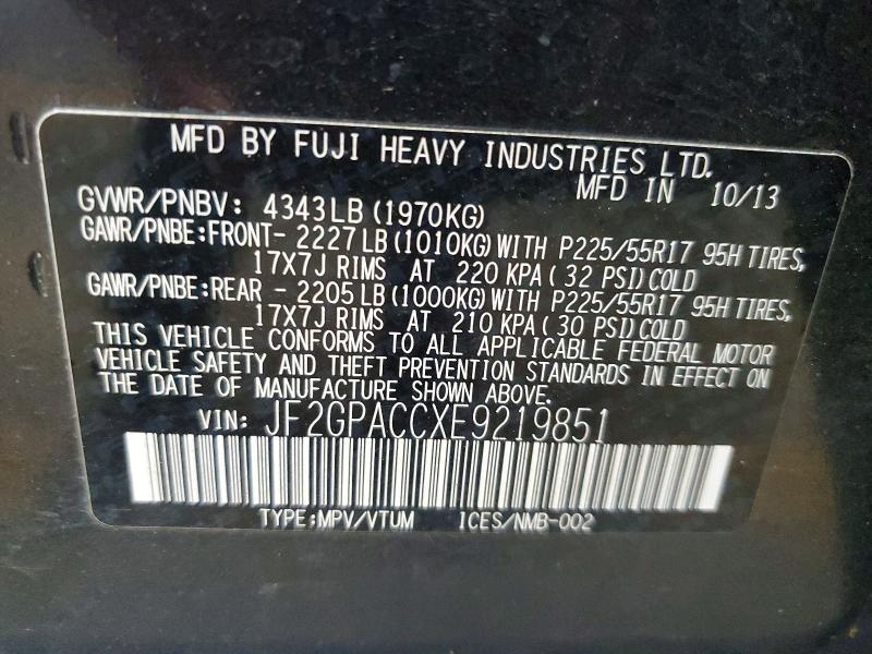 55504686 :رقم المزاد ، JF2GPACCXE9219851 vin ، 2014 Subaru Xv Crosstrek مزاد بيع