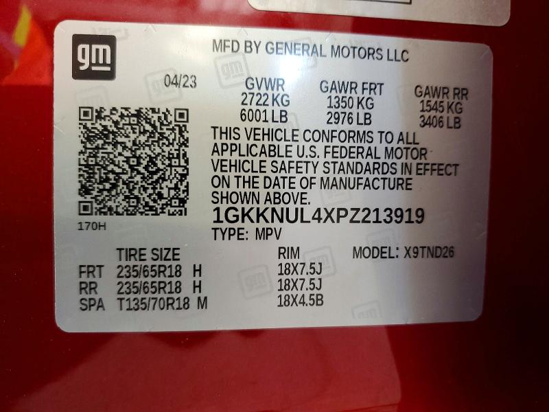 Aukcja sprzedaży 2023 Gmc Acadia, vin: 1GKKNUL4XPZ213919, numer aukcji: 58388396