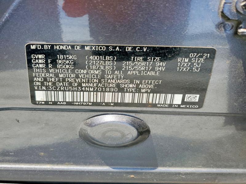 Продаж на аукціоні авто 2022 Honda Hr-v, vin: 3CZRU5H34NM701890, номер лоту: 55571486