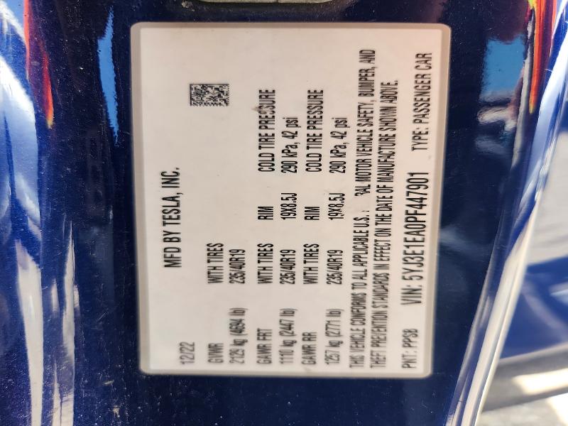 2023 Tesla Model 3 მანქანა იყიდება აუქციონზე, vin: 5YJ3E1EA0PF447901, აუქციონის ნომერი: 58410066