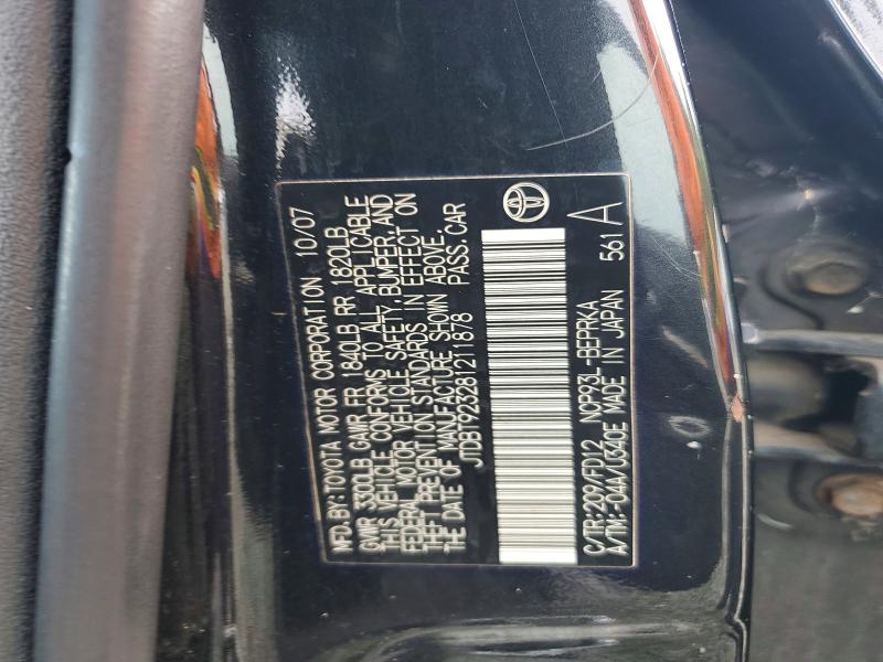56448156 :رقم المزاد ، JTDBT923281211878 vin ، 2008 Toyota Yaris مزاد بيع