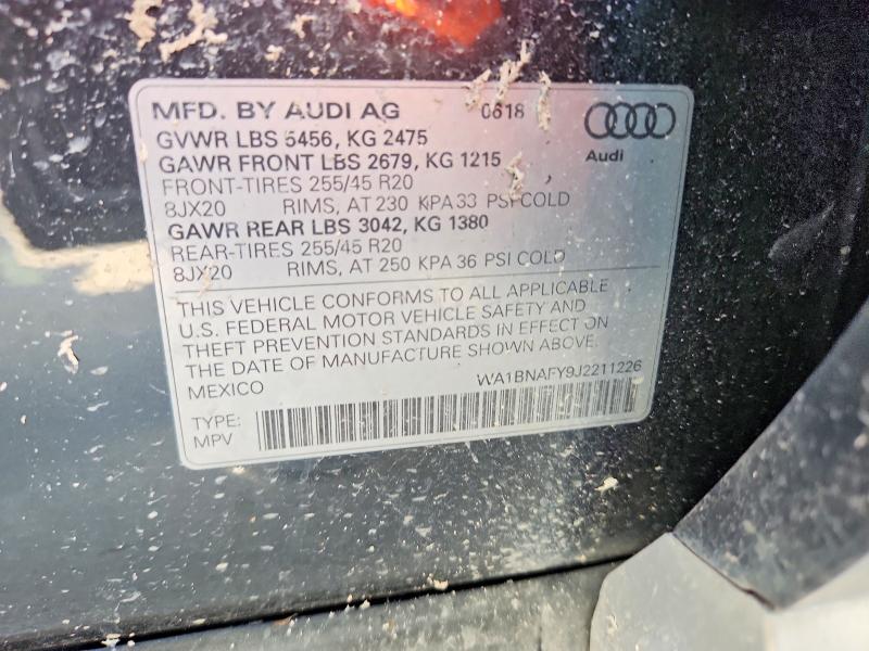 Aukcja sprzedaży 2018 Audi Q5, vin: WA1BNAFY9J2211226, numer aukcji: 57039916