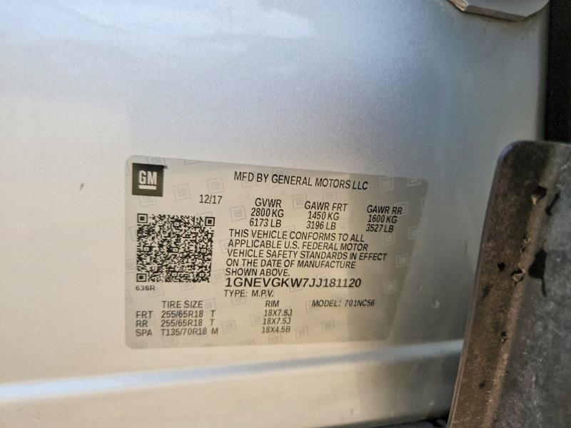 Продажа на аукционе авто 2018 Chevrolet Traverse, vin: 1GNEVGKW7JJ181120, номер лота: 55415536