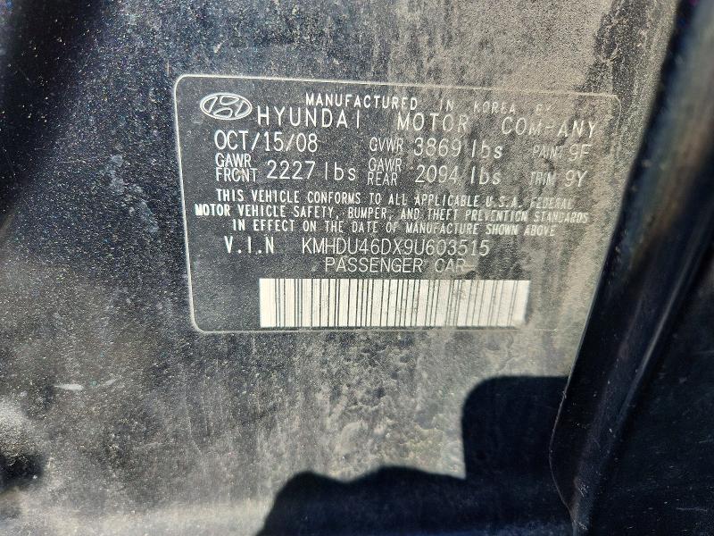 Продаж на аукціоні авто 2009 Hyundai Elantra, vin: KMHDU46DX9U603515, номер лоту: 55760456
