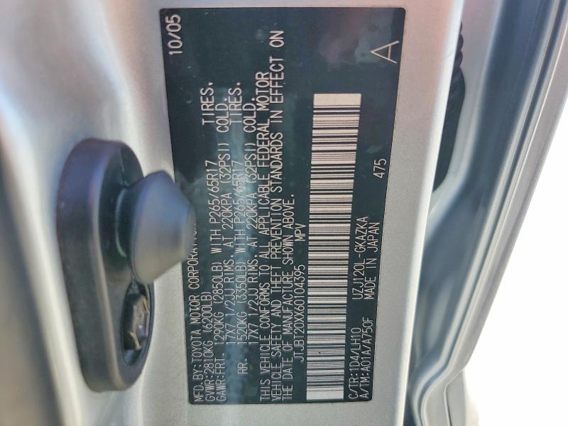 Aukcja sprzedaży 2006 Lexus Gx, vin: JTJBT20XX60104395, numer aukcji: 57505686