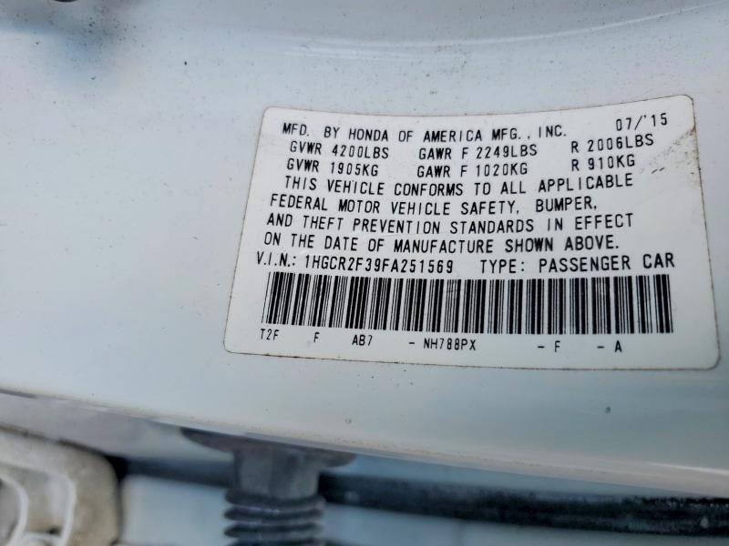 Продаж на аукціоні авто 2015 Honda Accord, vin: 1HGCR2F39FA251569, номер лоту: 79134855
