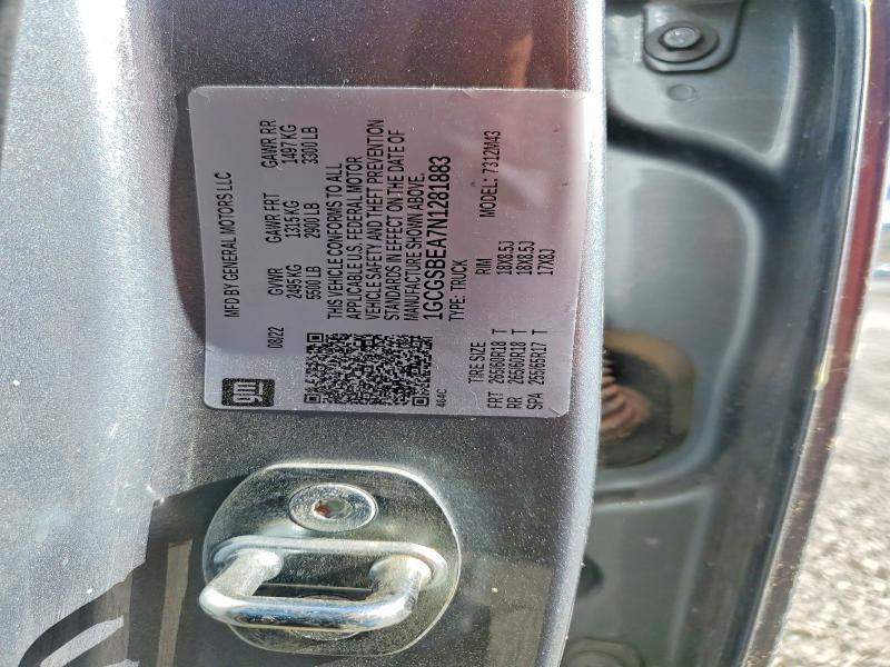 2022 Chevrolet Colorado მანქანა იყიდება აუქციონზე, vin: 1GCGSBEA7N1281883, აუქციონის ნომერი: 56354166