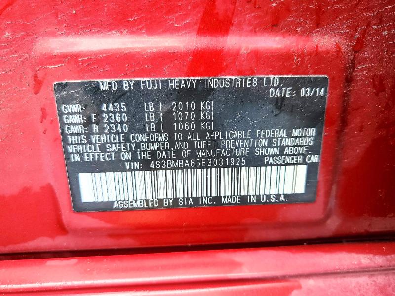 Aukcja sprzedaży 2014 Subaru Legacy, vin: 4S3BMBA65E3031925, numer aukcji: 58040396