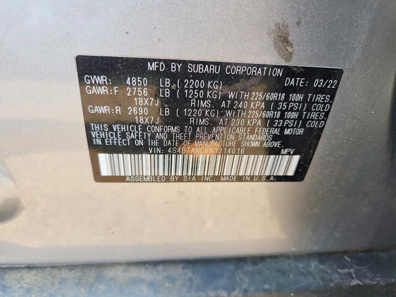 Aukcja sprzedaży 2022 Subaru Outback, vin: 4S4BTANC6N3214016, numer aukcji: 58906576