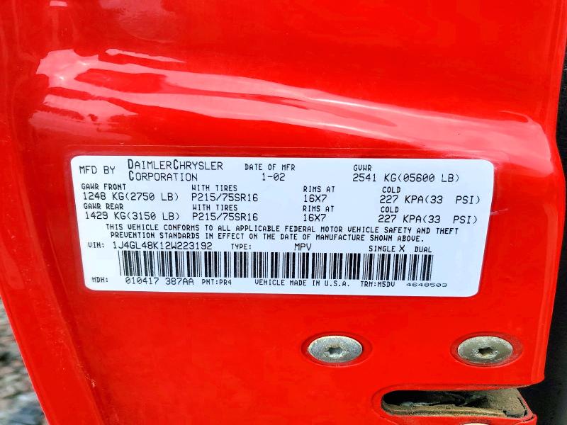 Aukcja sprzedaży 2002 Jeep Liberty, vin: 1J4GL48K12W223192, numer aukcji: 58880566