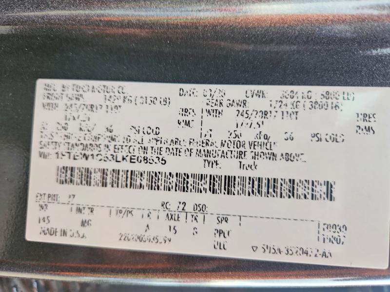 Продажа на аукционе авто 2020 Ford F150, vin: 1FTEW1C53LKE08535, номер лота: 57763826