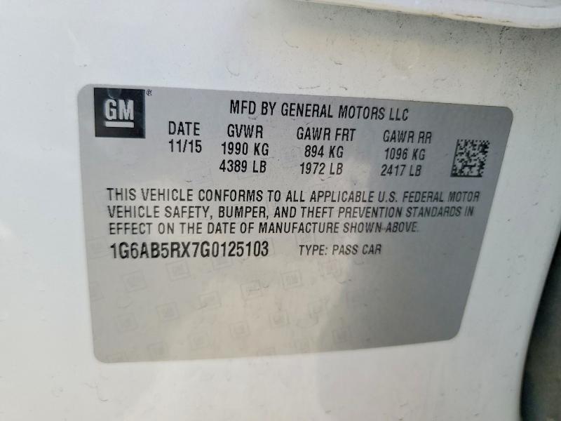 55465756 :رقم المزاد ، 1G6AB5RX7G0125103 vin ، 2016 Cadillac Ats مزاد بيع