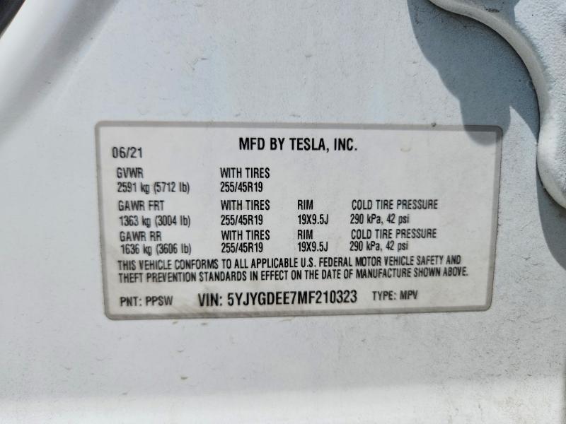 58229236 :رقم المزاد ، 5YJYGDEE7MF210323 vin ، 2020 Tesla Model  Y مزاد بيع