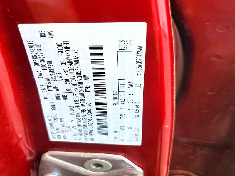 2018 Ford Escape მანქანა იყიდება აუქციონზე, vin: 1FMCU0GD6JUD03199, აუქციონის ნომერი: 56953046