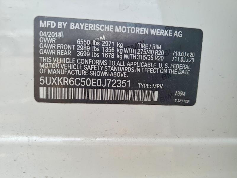 Aukcja sprzedaży 2014 Bmw X5, vin: 5UXKR6C50E0J72351, numer aukcji: 54964536