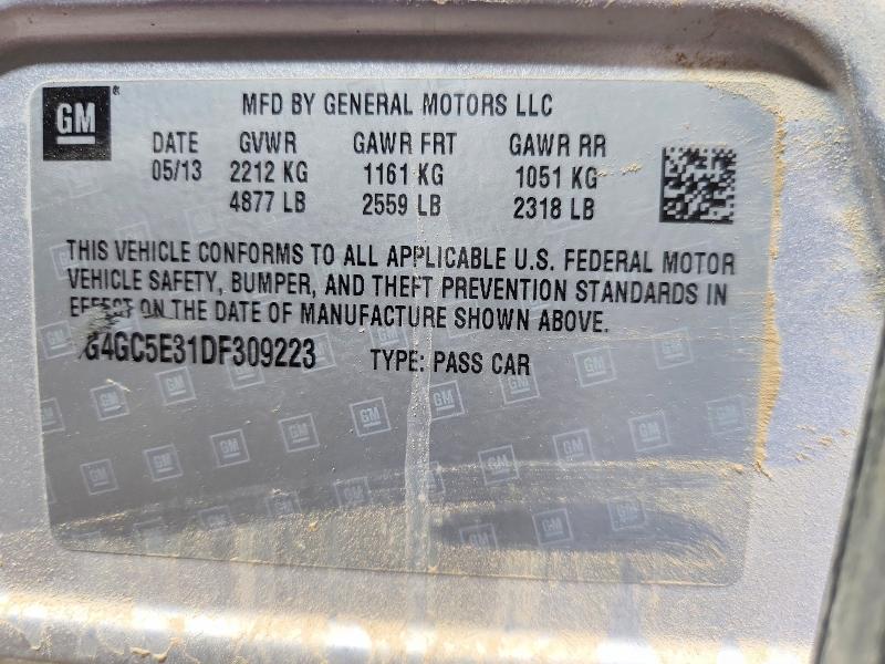 57179186 :رقم المزاد ، 1G4GC5E31DF309223 vin ، 2013 Buick Lacrosse مزاد بيع