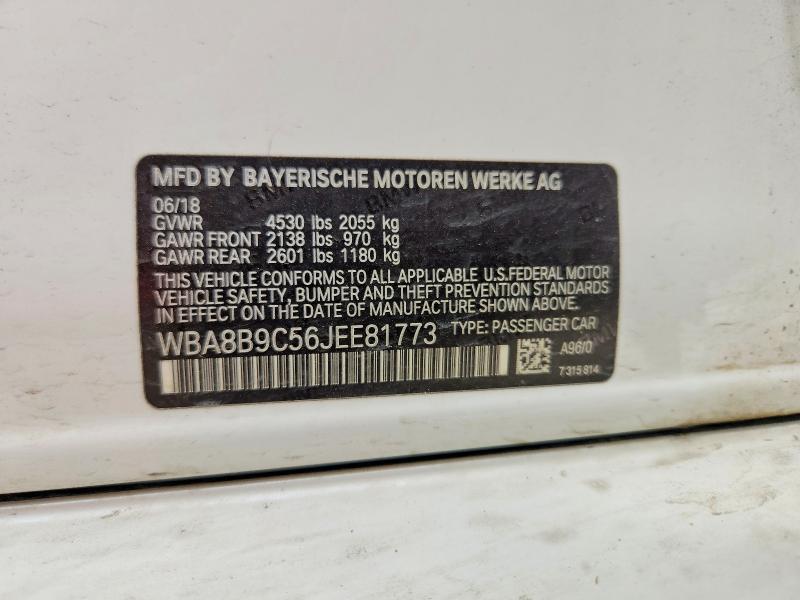 58393866 :رقم المزاد ، WBA8B9C56JEE81773 vin ، 2018 Bmw 330 مزاد بيع
