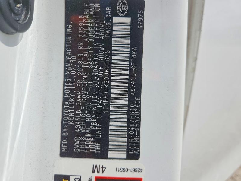 2011 Toyota Camry მანქანა იყიდება აუქციონზე, vin: 4T1BF3EK2BU626675, აუქციონის ნომერი: 56234006