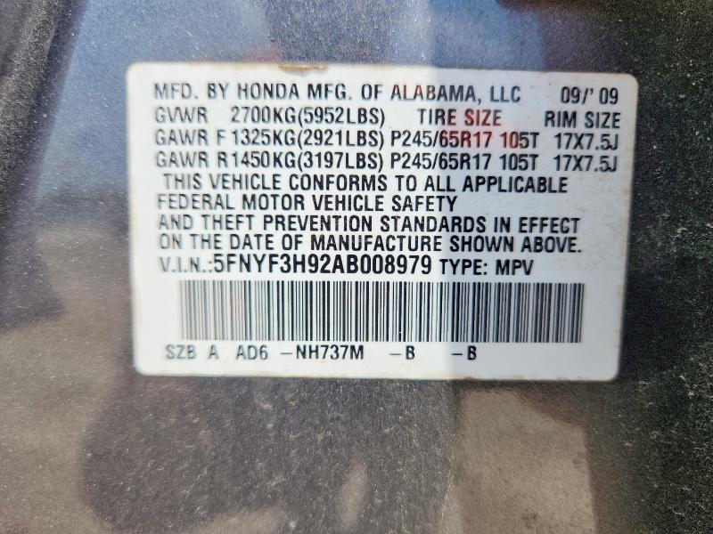 Продаж на аукціоні авто 2010 Honda Pilot, vin: 5FNYF3H92AB008979, номер лоту: 57298566