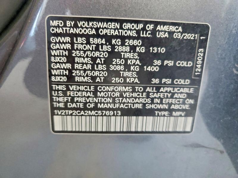 Aukcja sprzedaży 2021 Volkswagen Atlas, vin: 1V2TP2CA2MC576913, numer aukcji: 85979075
