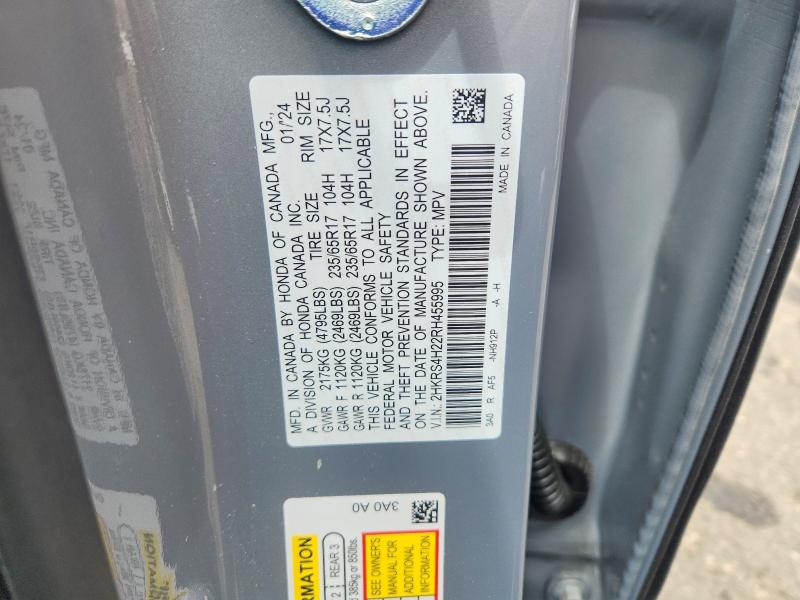 2024 Honda Cr-v მანქანა იყიდება აუქციონზე, vin: 2HKRS4H22RH455995, აუქციონის ნომერი: 56782436