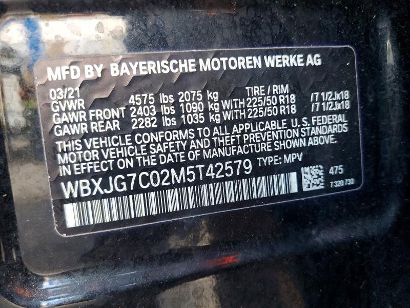 Продажа на аукционе авто 2021 Bmw X1, vin: WBXJG7C02M5T42579, номер лота: 57034546