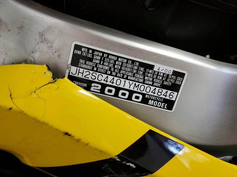 Aukcja sprzedaży 2000 Honda Cbr900, vin: JH2SC4401YM004846, numer aukcji: 55405736