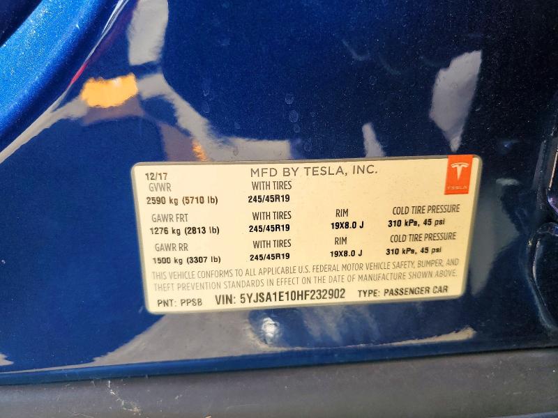 Aukcja sprzedaży 2017 Tesla Model S, vin: 5YJSA1E10HF232902, numer aukcji: 59015776