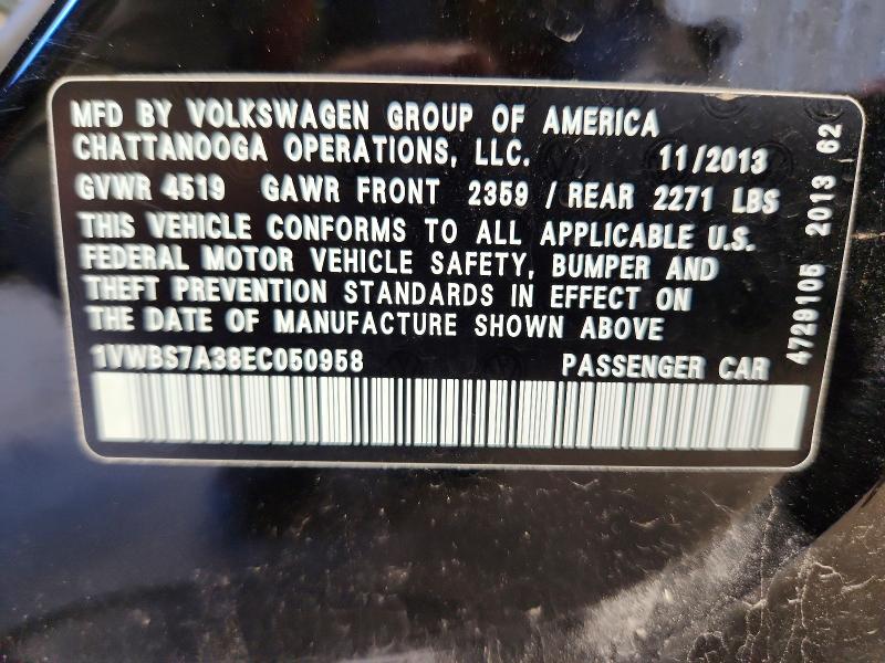 Aukcja sprzedaży 2014 Volkswagen Passat, vin: 1VWBS7A38EC050958, numer aukcji: 57843296