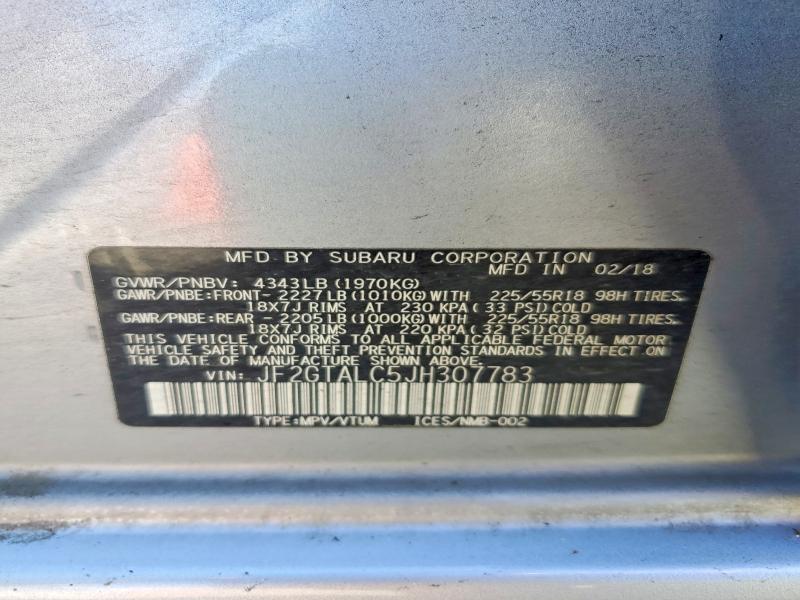 56706856 :رقم المزاد ، JF2GTALC5JH307783 vin ، 2018 Subaru Crosstrek مزاد بيع