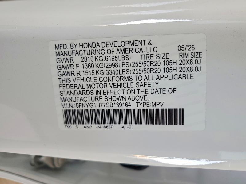 Продажа на аукционе авто 2025 Honda Pilot, vin: 5FNYG1H77SB139164, номер лота: 55878366