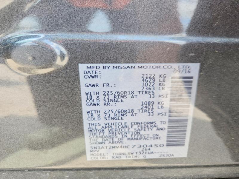Продажа на аукционе авто 2017 Nissan Rogue, vin: 5N1AT2MV4HC730450, номер лота: 56267986