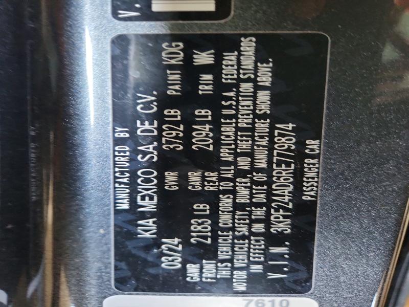 58960456 :رقم المزاد ، 3KPF24AD6RE779874 vin ، 2024 Kia Forte مزاد بيع