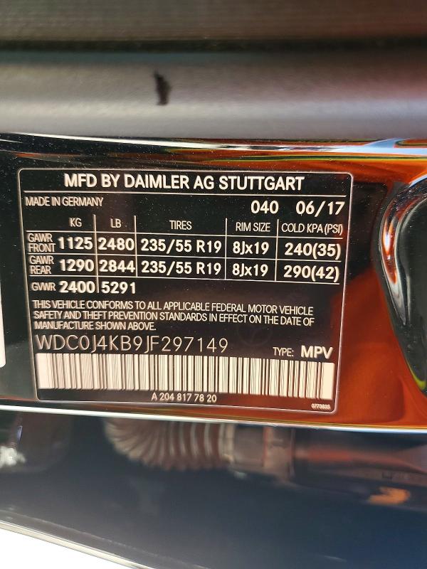 2018 Mercedes-benz Glc Coupe მანქანა იყიდება აუქციონზე, vin: WDC0J4KB9JF297149, აუქციონის ნომერი: 56183856