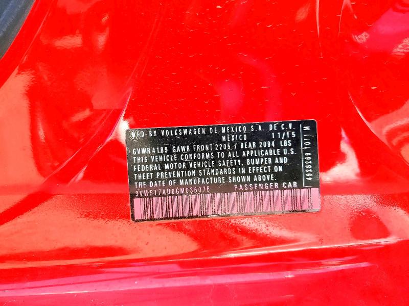 Auction sale of the 2016 Volkswagen Gti, vin: 3VW5T7AU6GM036075, lot number: 55991906