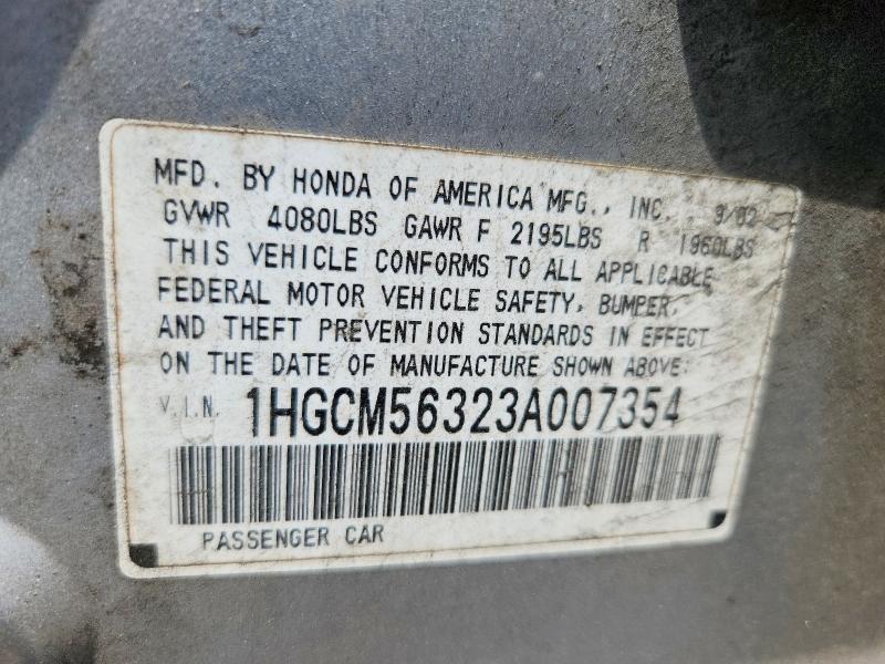 56515786 :رقم المزاد ، 1HGCM56323A007354 vin ، 2003 Honda Accord مزاد بيع
